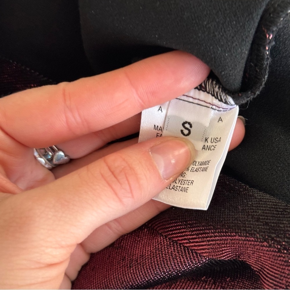 AREA Lurex Skinny Pants in Burgandy - Picture 11 of 12